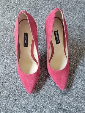 ​NINE WEST Tatiana Pointy Toe Pumps Red Suede Stiletto Heels Size 5M
